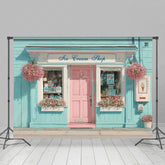 Lofaris Fresh Blue Wall Dessert Shop Floral Photo Backdrop